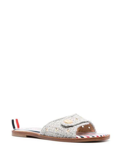 Embossed-button tweed flat sandals Thom Browne | FFF165AF0512035